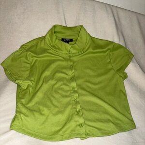 Lime Green Button-Up crop Top
